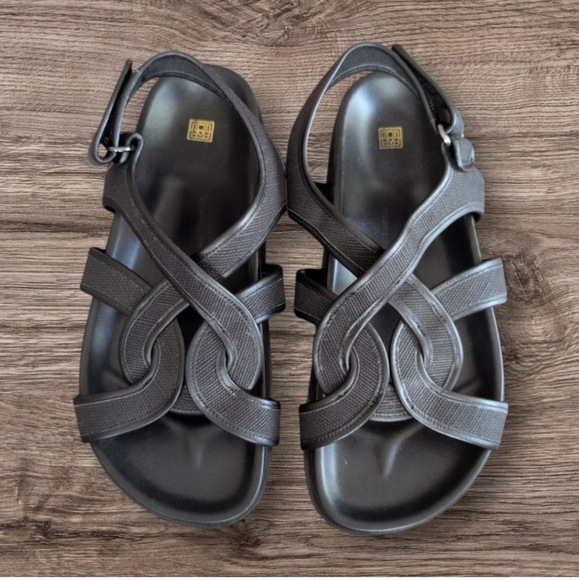 Toteme The Chunky Black Canvas Leather Flat Dad Style Sandals Women’s 40 US 9 - Picture 4 of 9